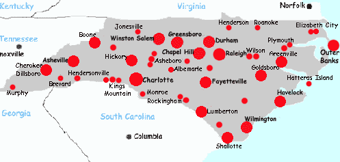 North Carolina Map Accommodations