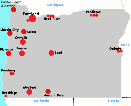 Oregon hotels map